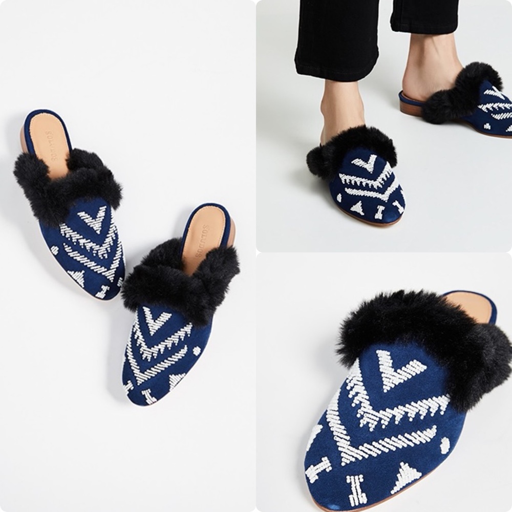 Soludos Sedona Faux Fur Beaded Mules